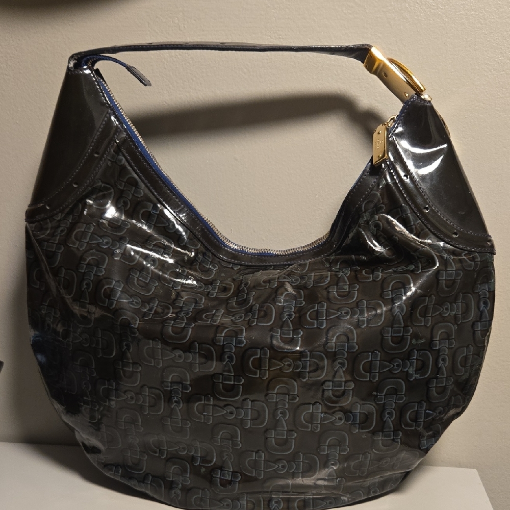 Gucci Patent Leather Horsebit Green Bag